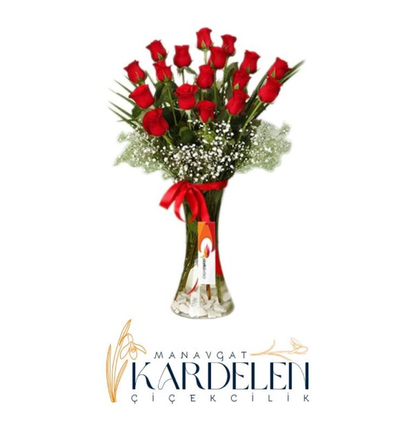 Vazo-da-17-Adet-Kirmizi-Gul