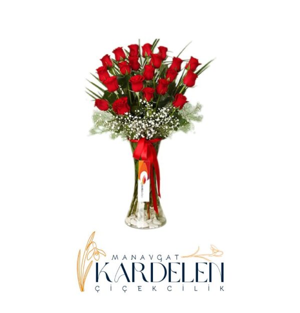 Vazo-da-21-Adet-Kirmizi-Gul