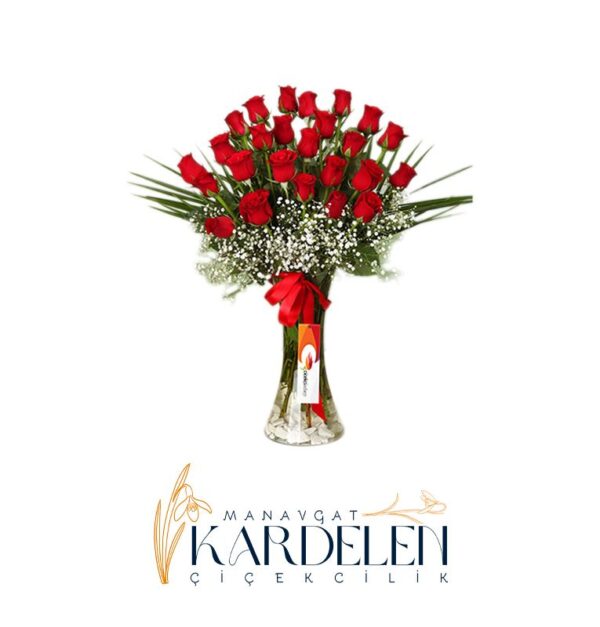 Vazo-da-25-Adet-Kirmizi-Gul