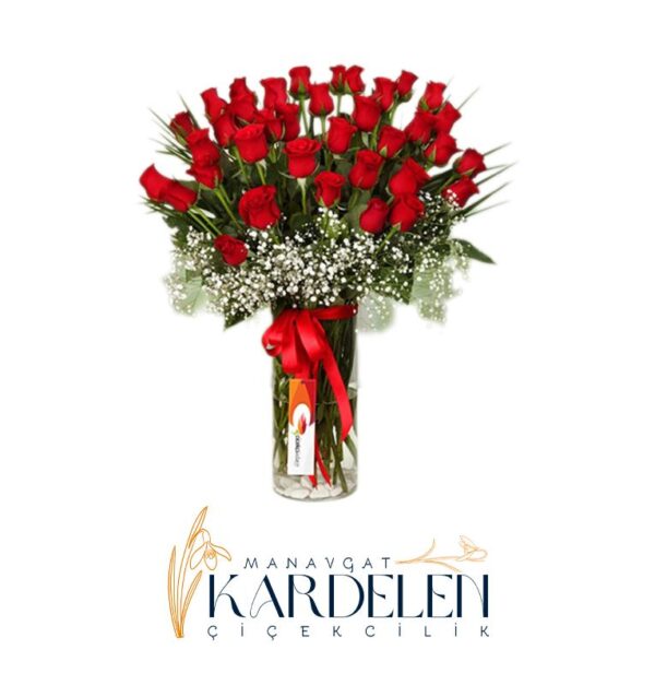 Vazo-da-30-Adet-Kirmizi-Gul
