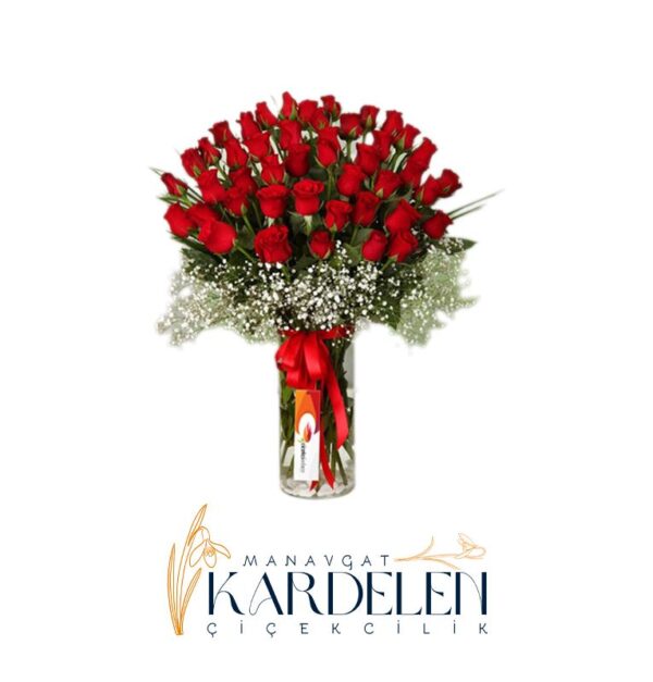 Vazo-da-41-Adet-Kirmizi-Gul